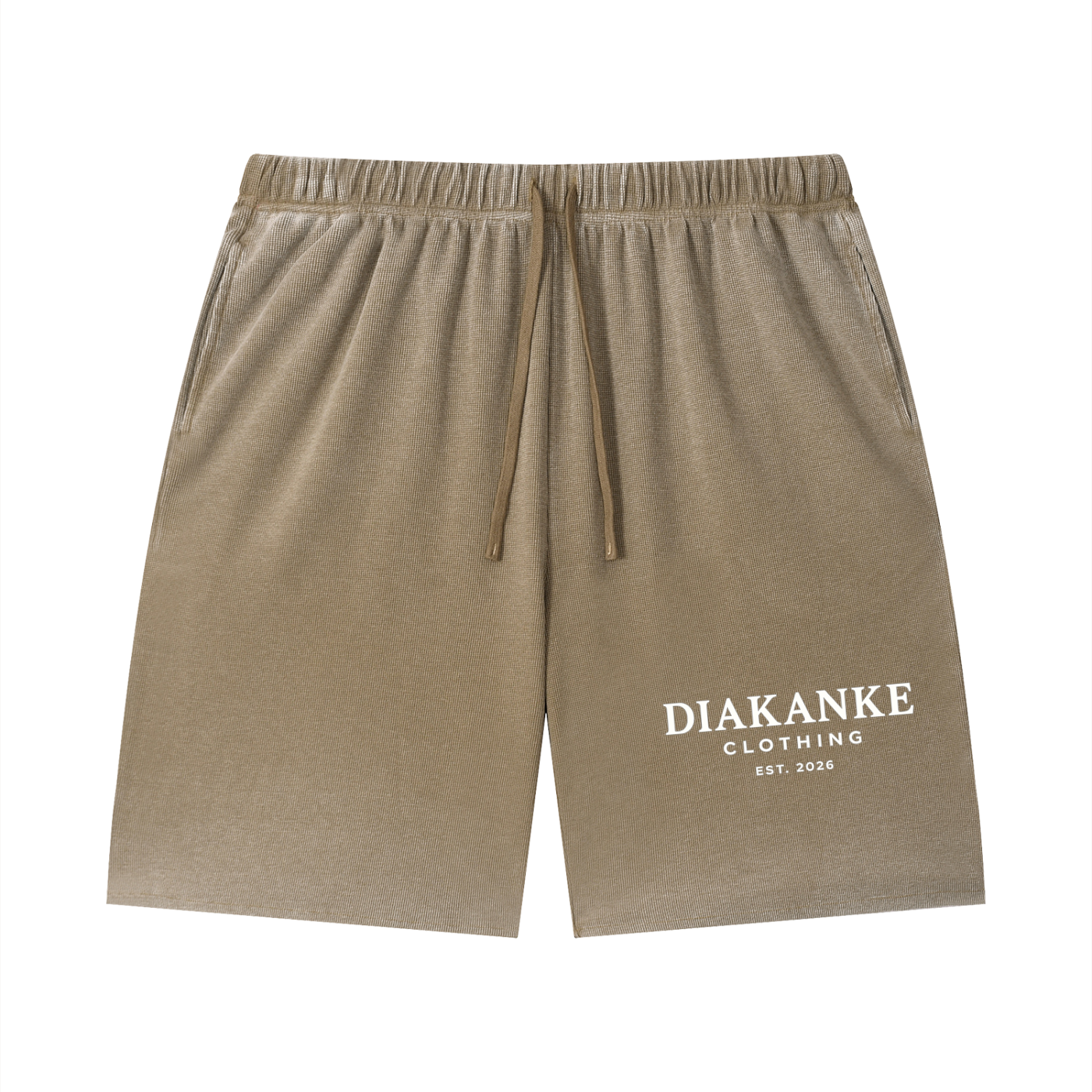 Diakanke Vintage Wash Sunfade Waffle Raw Hem Shorts
