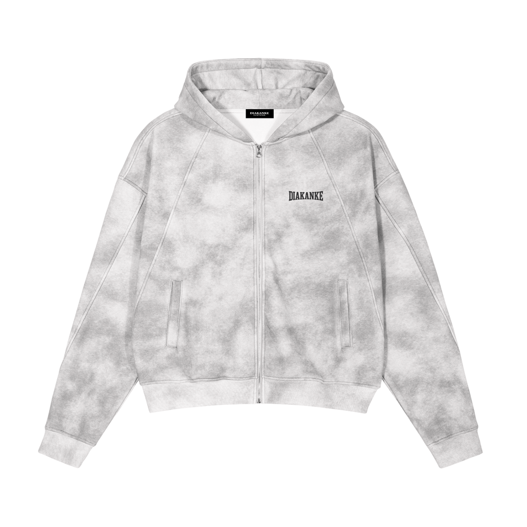 Diakanke Dirty Washed Zip-Up Fleece Hoodie