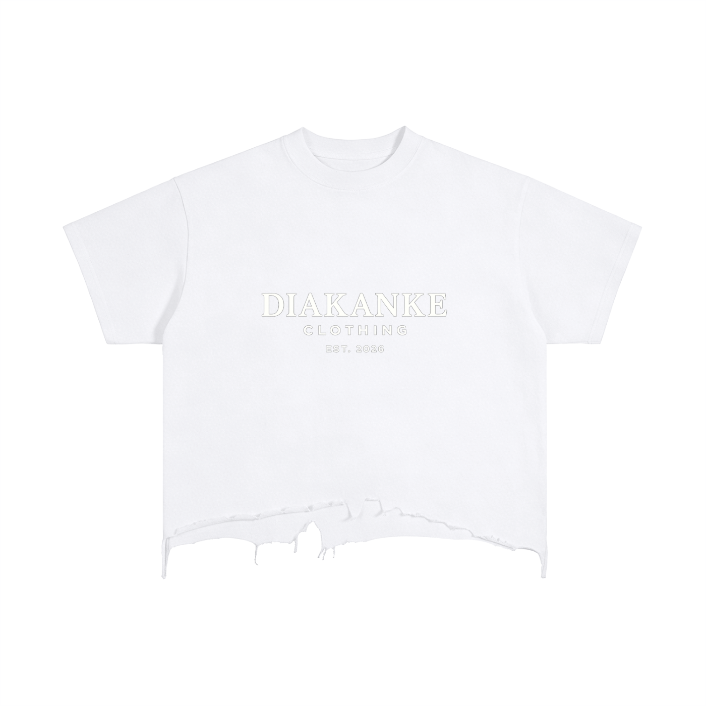 Diakanke Vintage Wash Boxy Distressed Hem T-Shirt