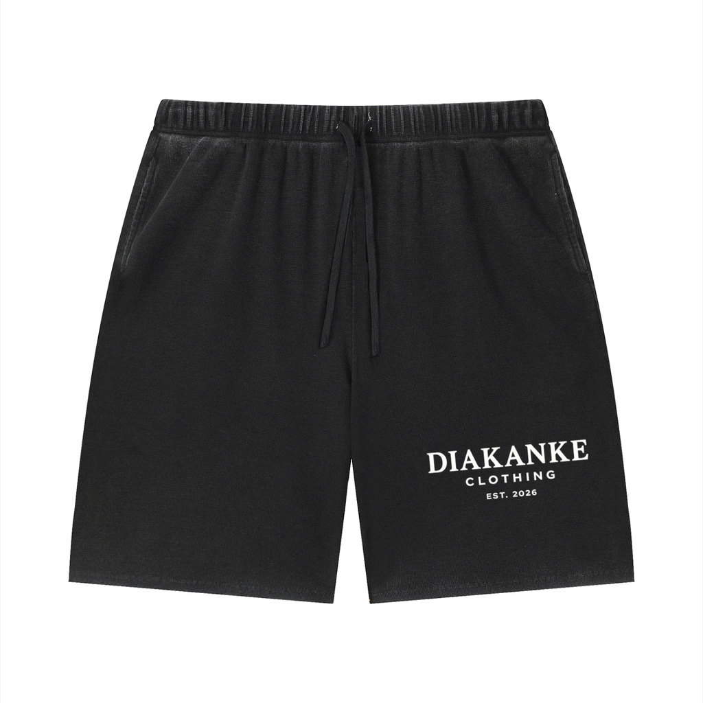 Diakanke Vintage Wash Sunfade Waffle Raw Hem Shorts