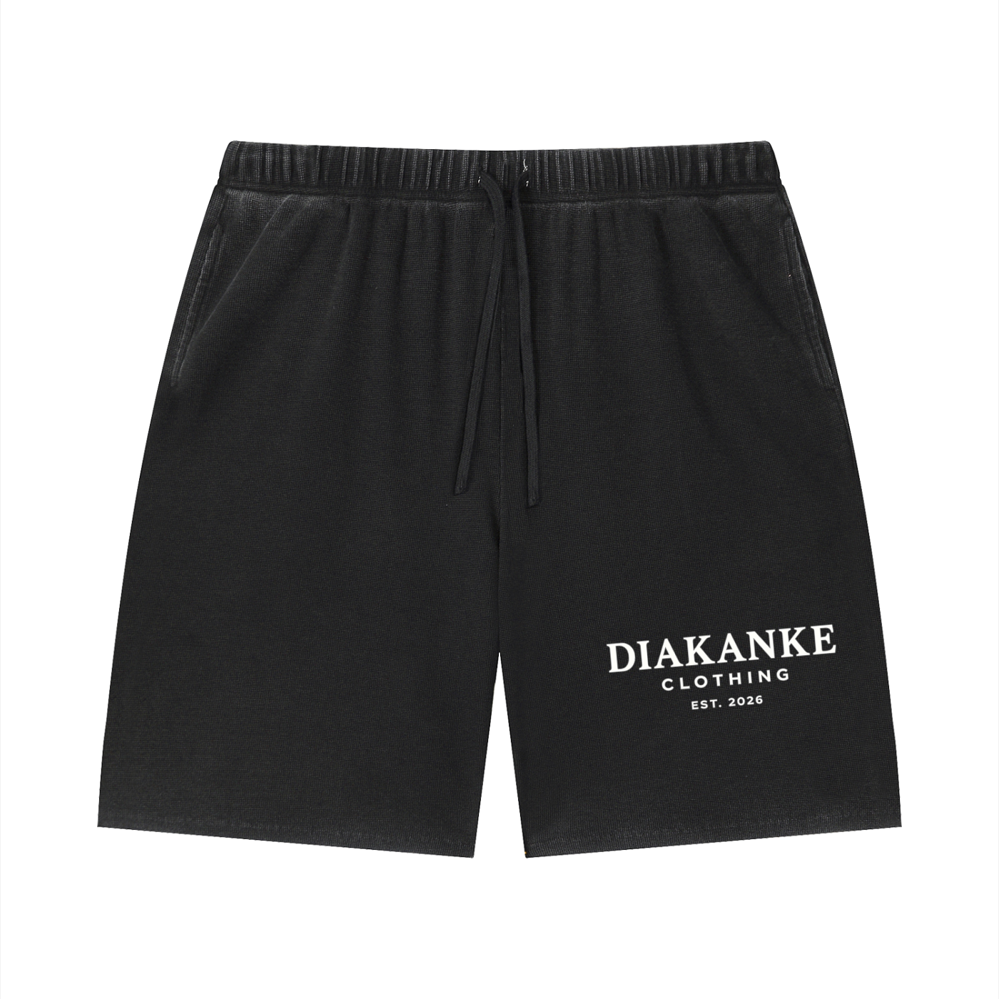 Diakanke Vintage Wash Sunfade Waffle Raw Hem Shorts