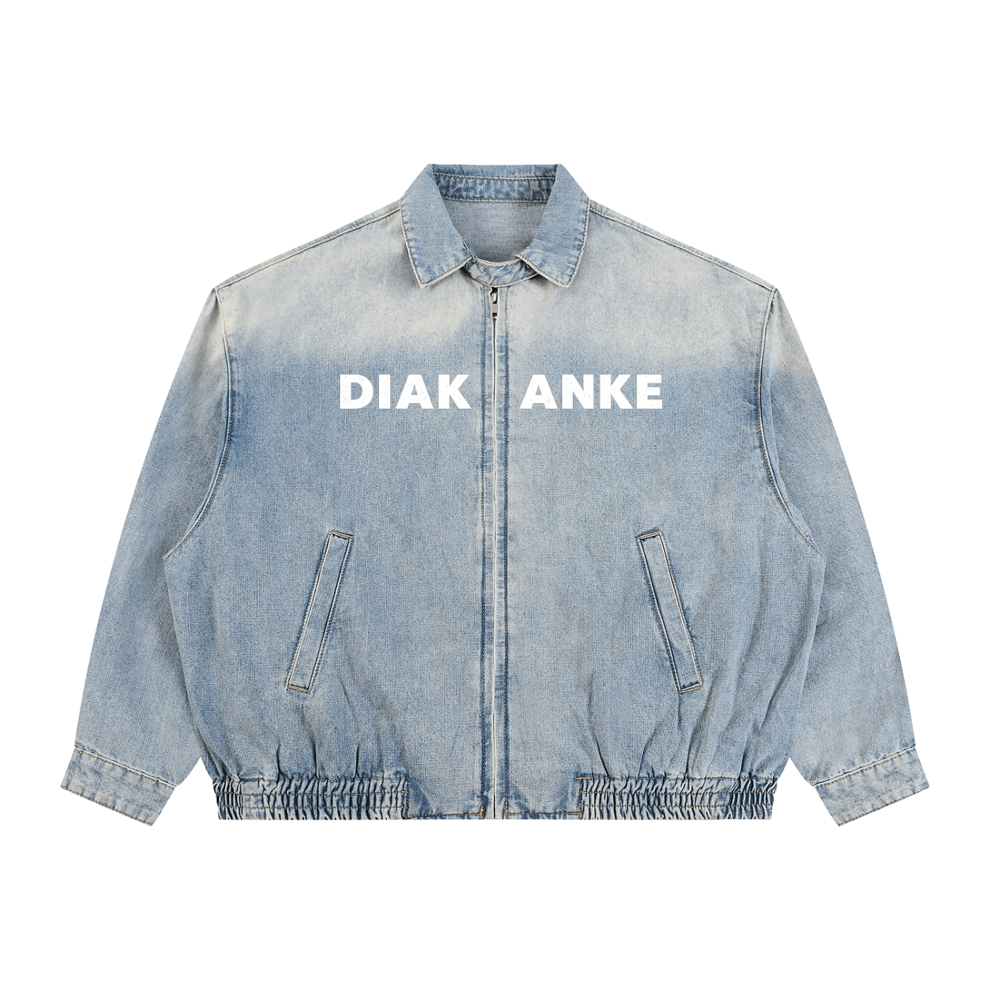 Diakanke Vintage Wash Full-Zip Denim Jacket