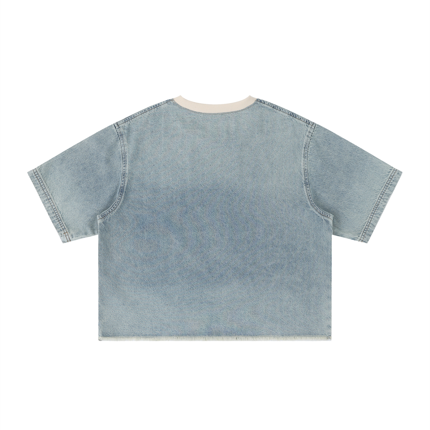 Diakanke Vintage Wash Boxy Raw Hem Denim T-Shirt