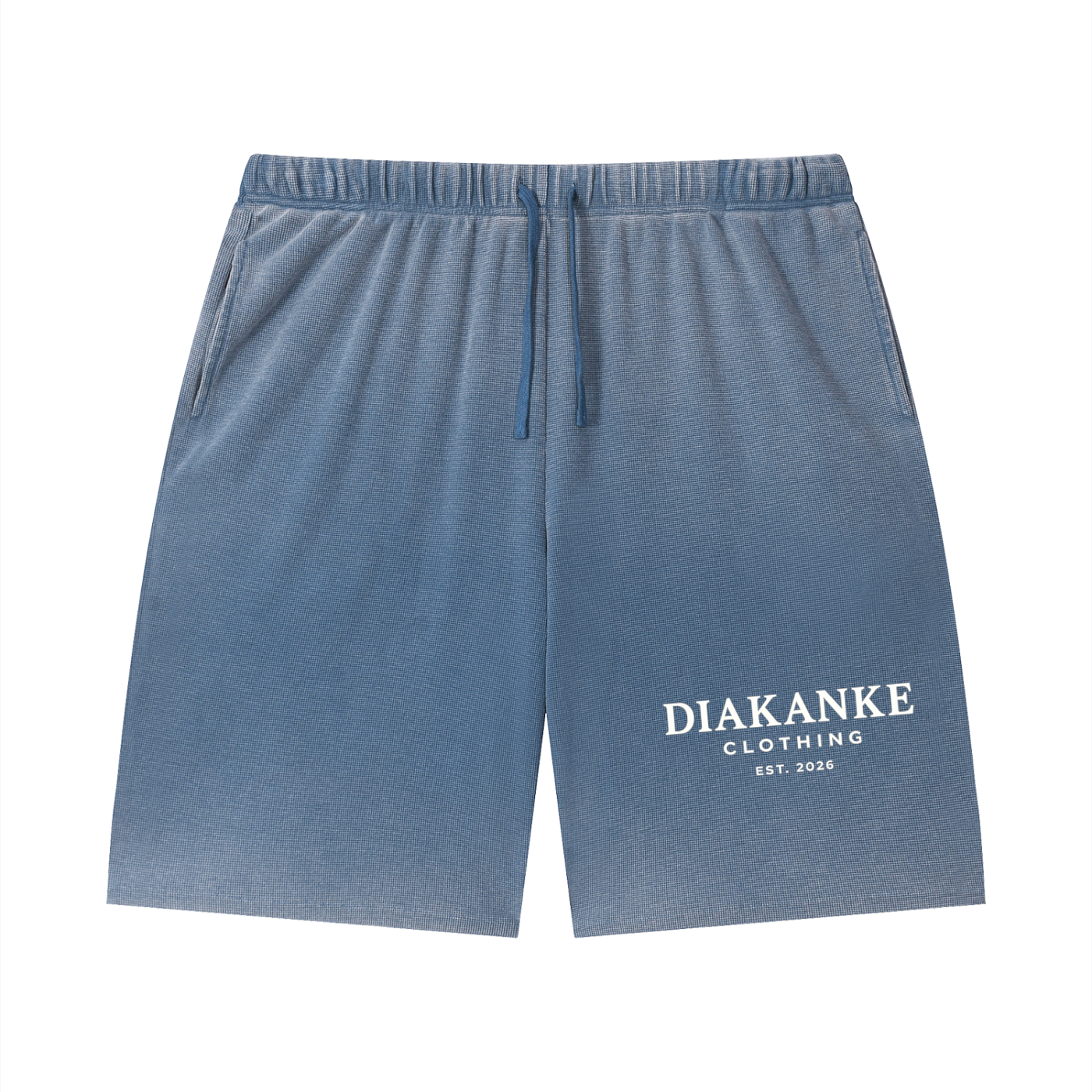 Diakanke Vintage Wash Sunfade Waffle Raw Hem Shorts