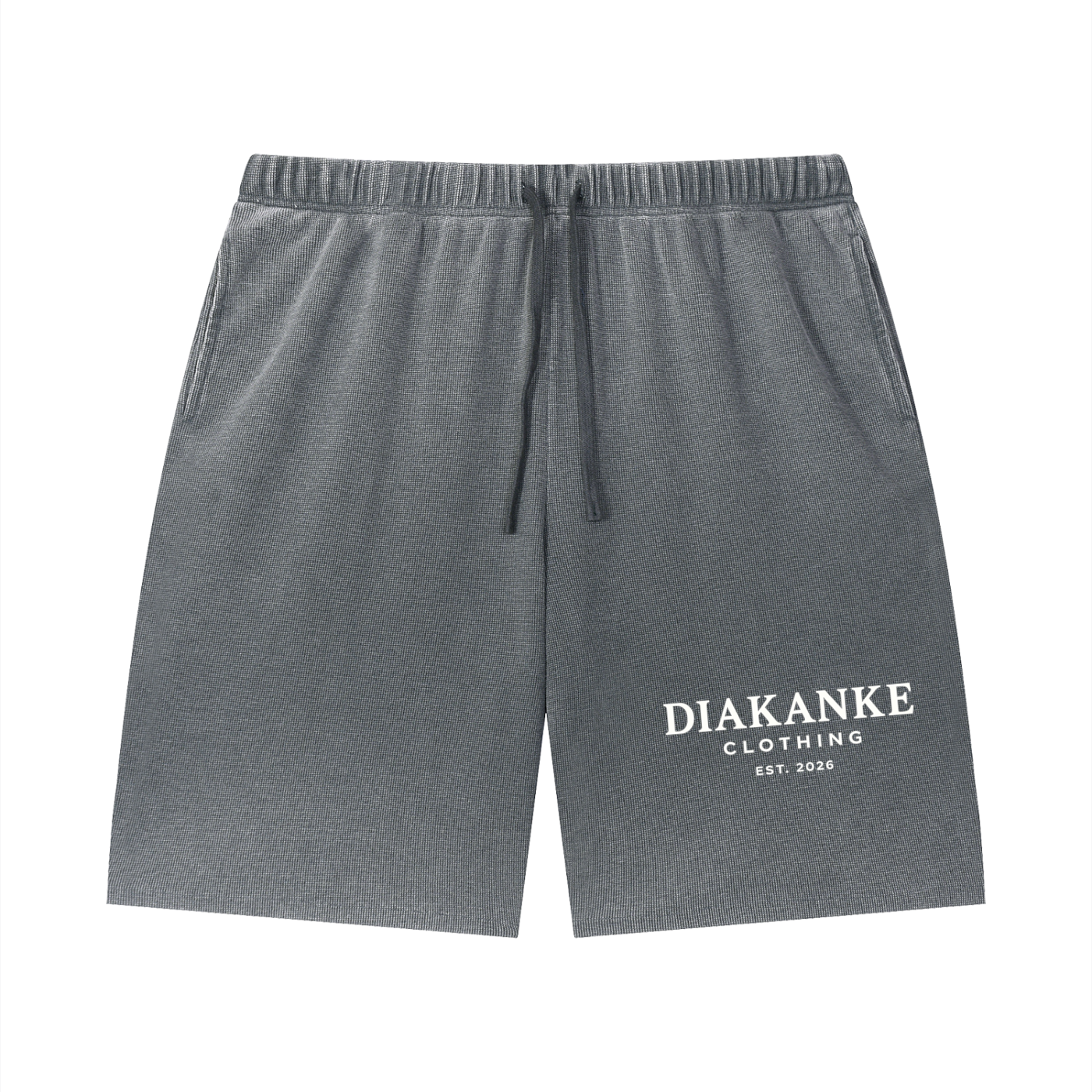Diakanke Vintage Wash Sunfade Waffle Raw Hem Shorts