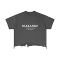Diakanke Vintage Wash Boxy Distressed Hem T-Shirt
