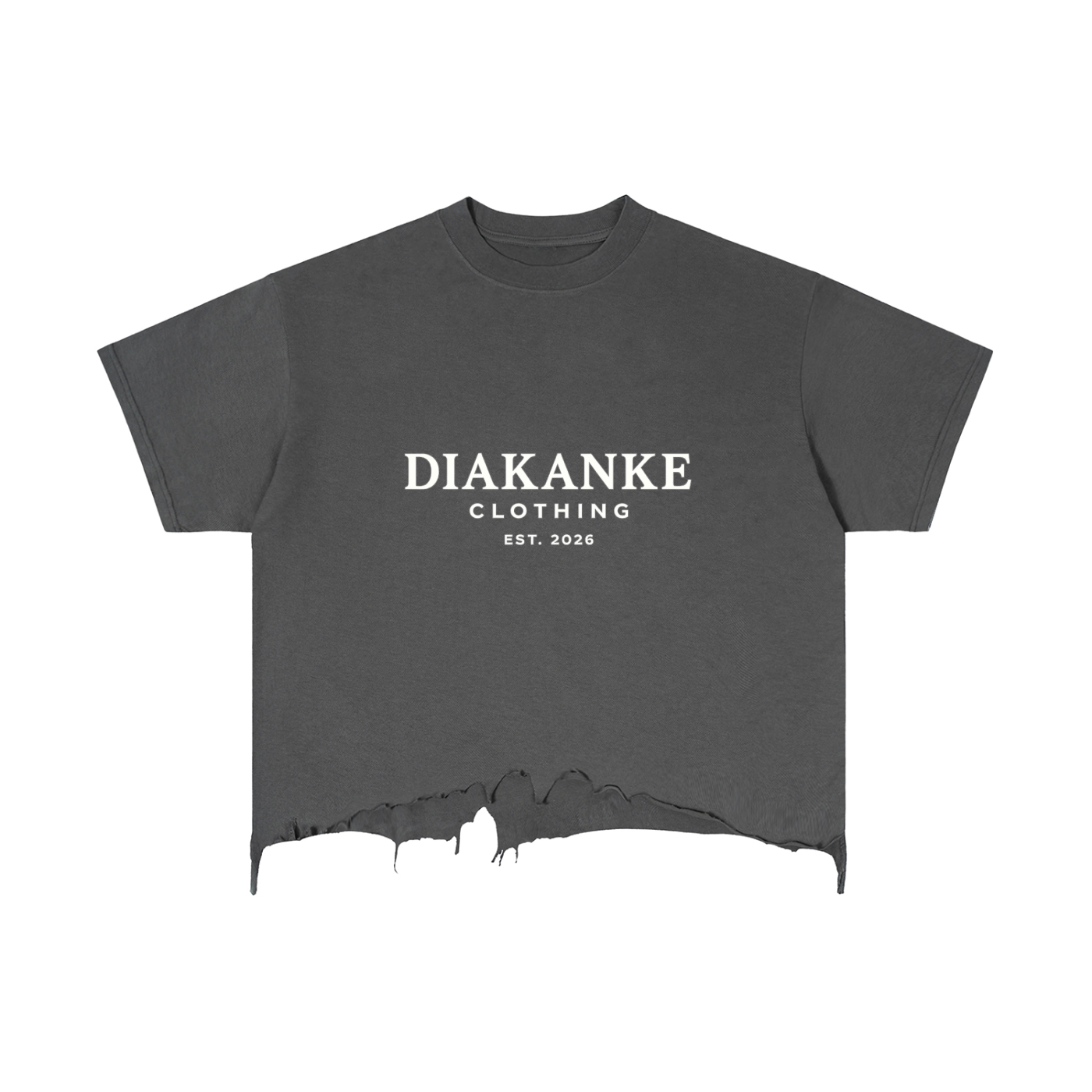 Diakanke Vintage Wash Boxy Distressed Hem T-Shirt