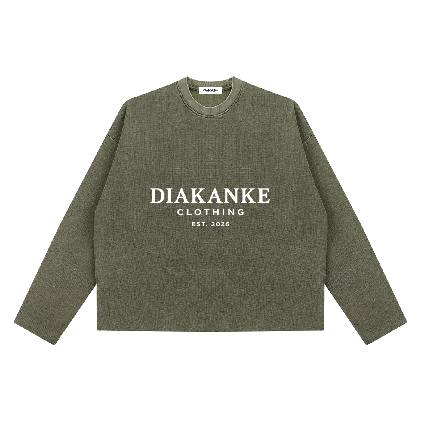 Diakanke Vintage Wash Boxy  Waffle Raw Edge T-Shirt