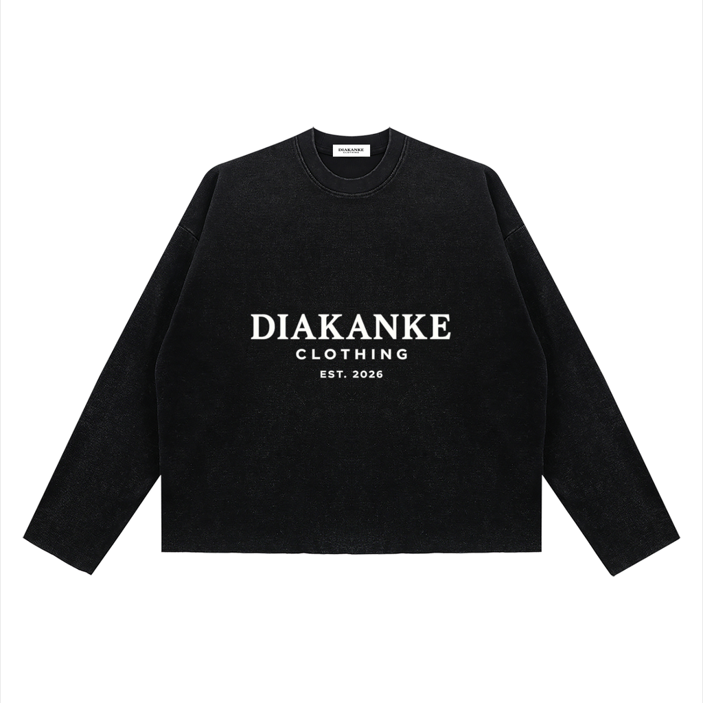 Diakanke Vintage Wash Boxy  Waffle Raw Edge T-Shirt