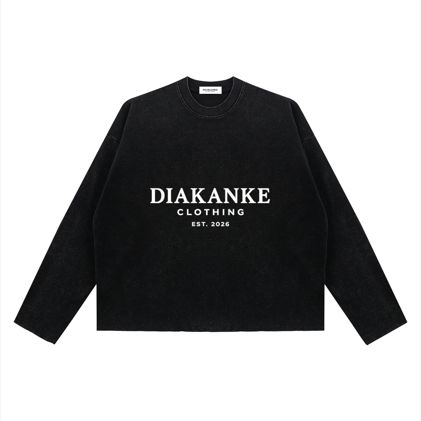 Diakanke Vintage Wash Boxy  Waffle Raw Edge T-Shirt