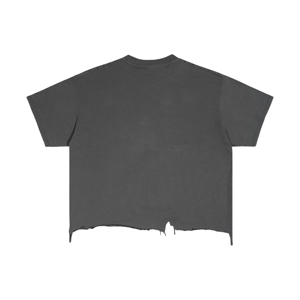 Diakanke Vintage Wash Boxy Distressed Hem T-Shirt