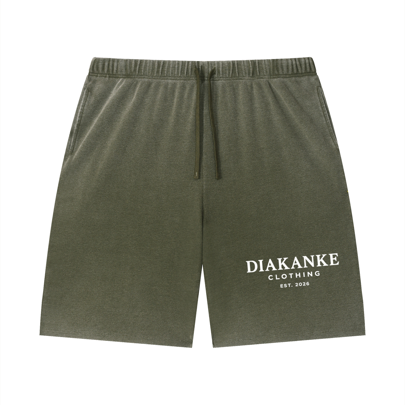 Diakanke Vintage Wash Sunfade Waffle Raw Hem Shorts