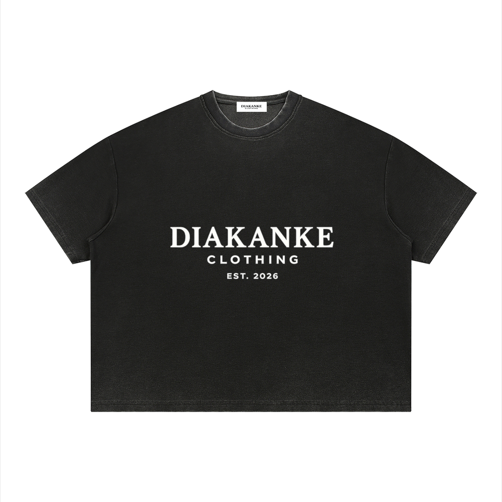 Diakanke Vintage Wash Sunfade Boxy Waffle T-Shirt