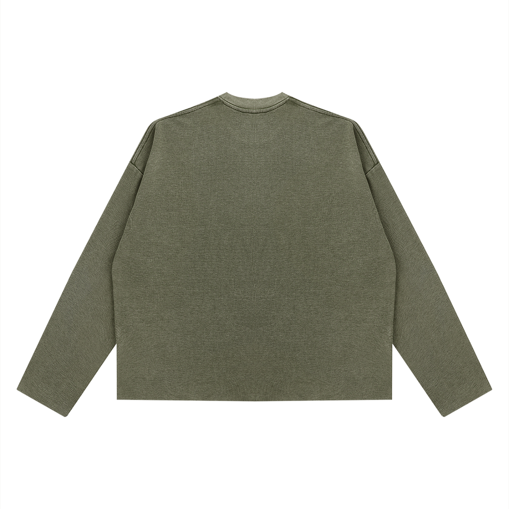 Diakanke Vintage Wash Boxy  Waffle Raw Edge T-Shirt