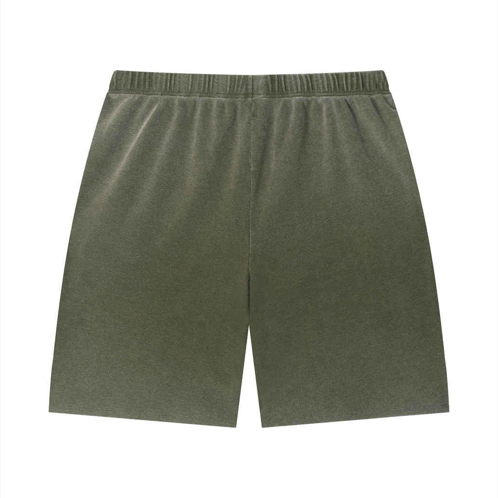 Diakanke Vintage Wash Sunfade Waffle Raw Hem Shorts